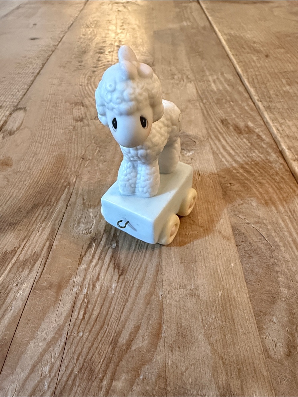 Precious Moments White Ceramic Lamb Pull Toy Figurine